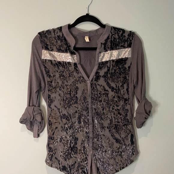 Anthro TINY Broadleaf Forest Burnout Velvet Top, S - Picture 8 of 11